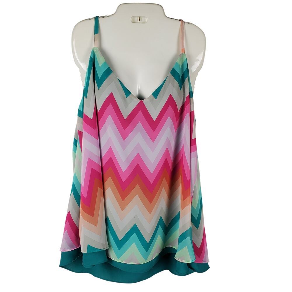 ✨ Torrid Chevron Camisole Tank Top Pink Mint Green 2X